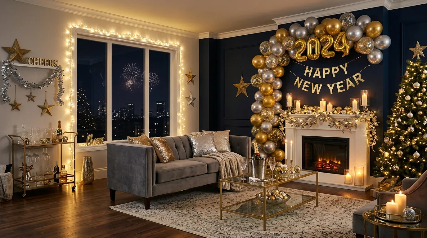 Chic New Year home decor creating a fresh start celebration.